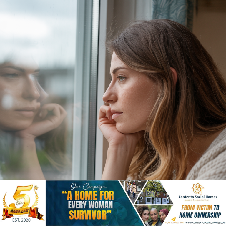 A soft-focus image of a woman looking out of a window, suggesting reflection and a new chapter.