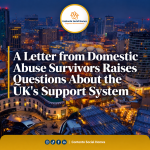 Birmingham skyline graphic for a report on domestic abuse survivors and the UK's support system